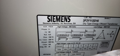 Siemens Transformer 3F3Y112D16