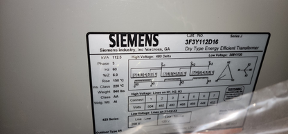 Siemens Transformer 3F3Y112D16