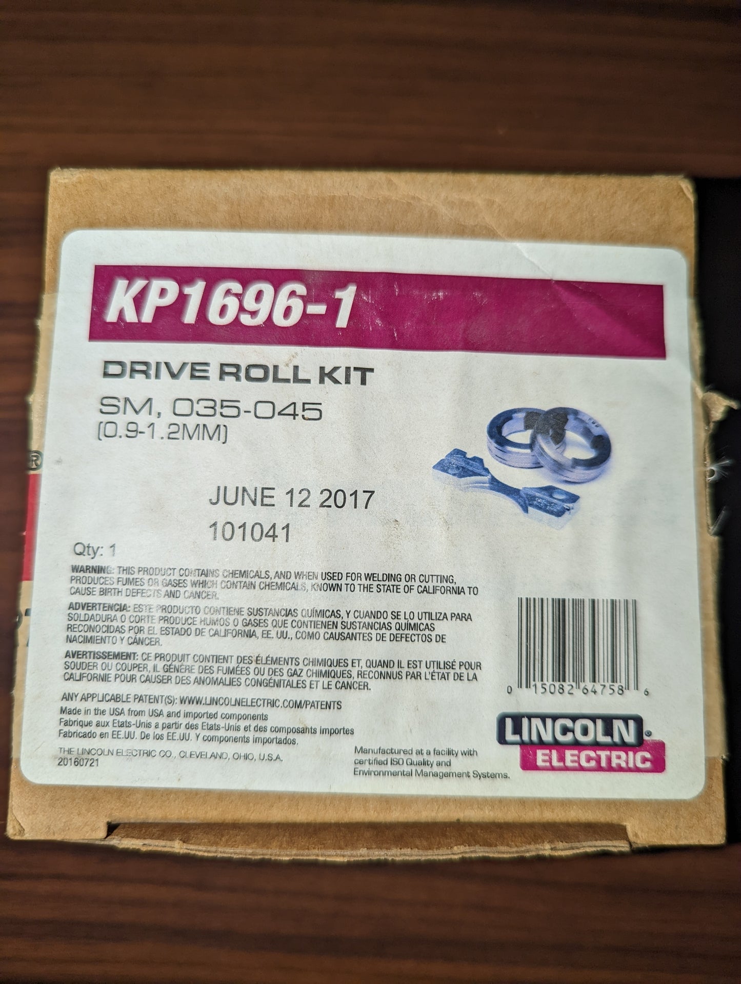 Lincoln Electric KP1696-1 Drive Roll Kit Combination .035 in / .045 in Solid Wire - New Surplus