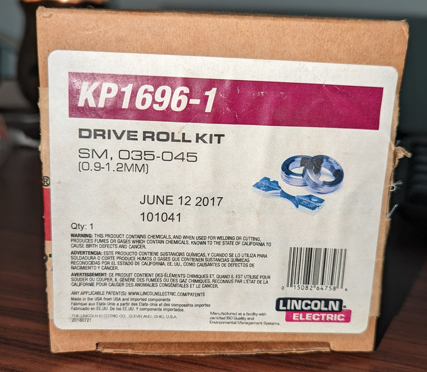 Lincoln Electric KP1696-1 Drive Roll Kit Combination .035 in / .045 in Solid Wire - New Surplus