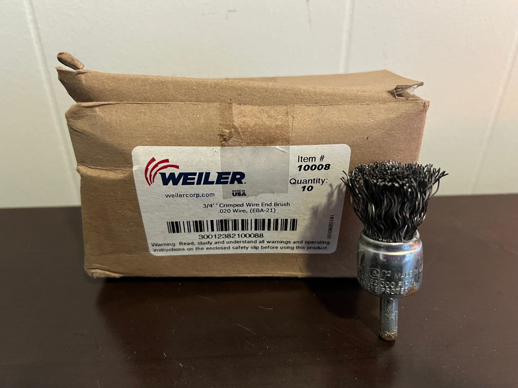 Weiler 10008 3/4" CRIMPED WIRE END BRUSH, .020" STEEL FILL- New Surplus