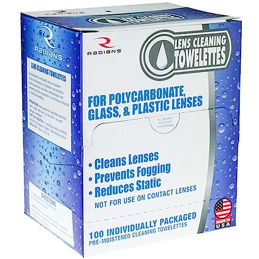 Radians 1LCT100 VisionAid Safety Clean Foil-Packed Lens Cleaning Towelettes, White (Pack of 100)- New Surplus
