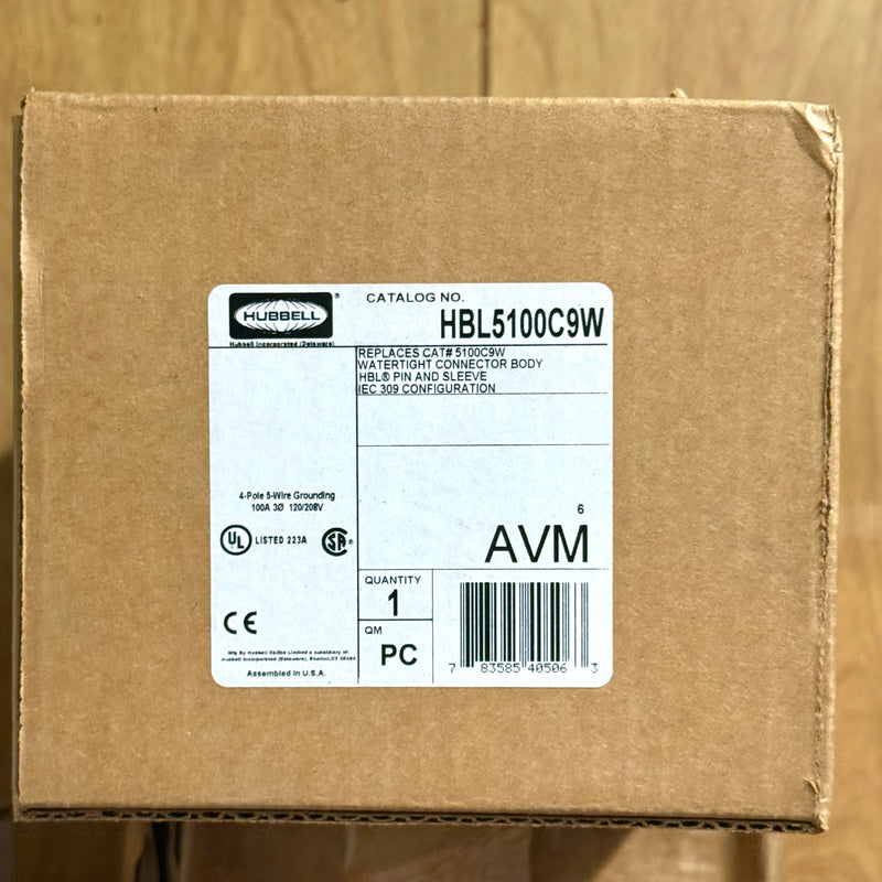 Hubbell HBL5100C9W Pin & Sleeve Connector - New Surplus