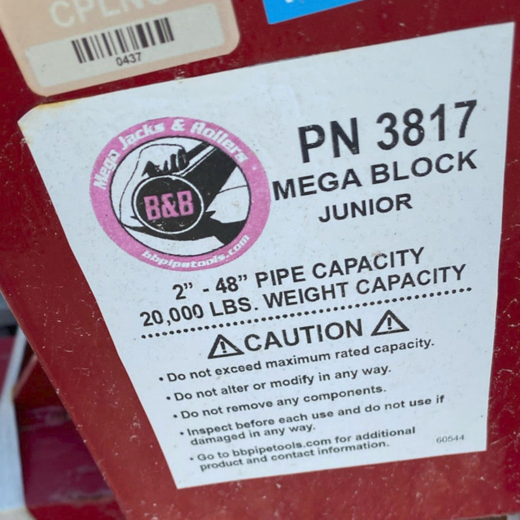 B&B Pipe Mega Block Jr. 3817 2"- 48" 20,000 Lbs. Reconditioned