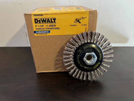 DEWALT DW49204B 4 inch x 5/8 inch-11 Stainless Stringer Wire Wheel - New Surplus