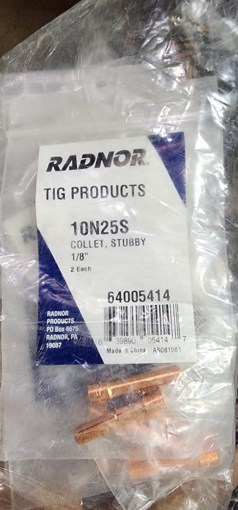 Radnor 10N25S Collet Body, Stubby 1/8" Pack of 2 New Surplus