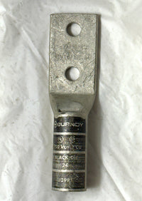 Burndy YAZ392N – 750 kcmil 2‑Hole Long Barrel Compression Lug - New Surplus