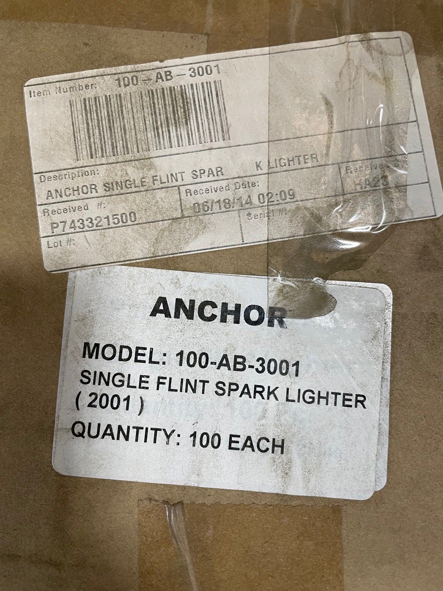 Anchor 100-AB-3001 Single Flint Spark Lighter 10 per box - New Surplus