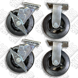 Caster Set 6 in. Heavy Duty Construction Includes Hardware - New Surplus