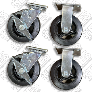 Caster Set 6 in. Heavy Duty Construction Includes Hardware - New Surplus