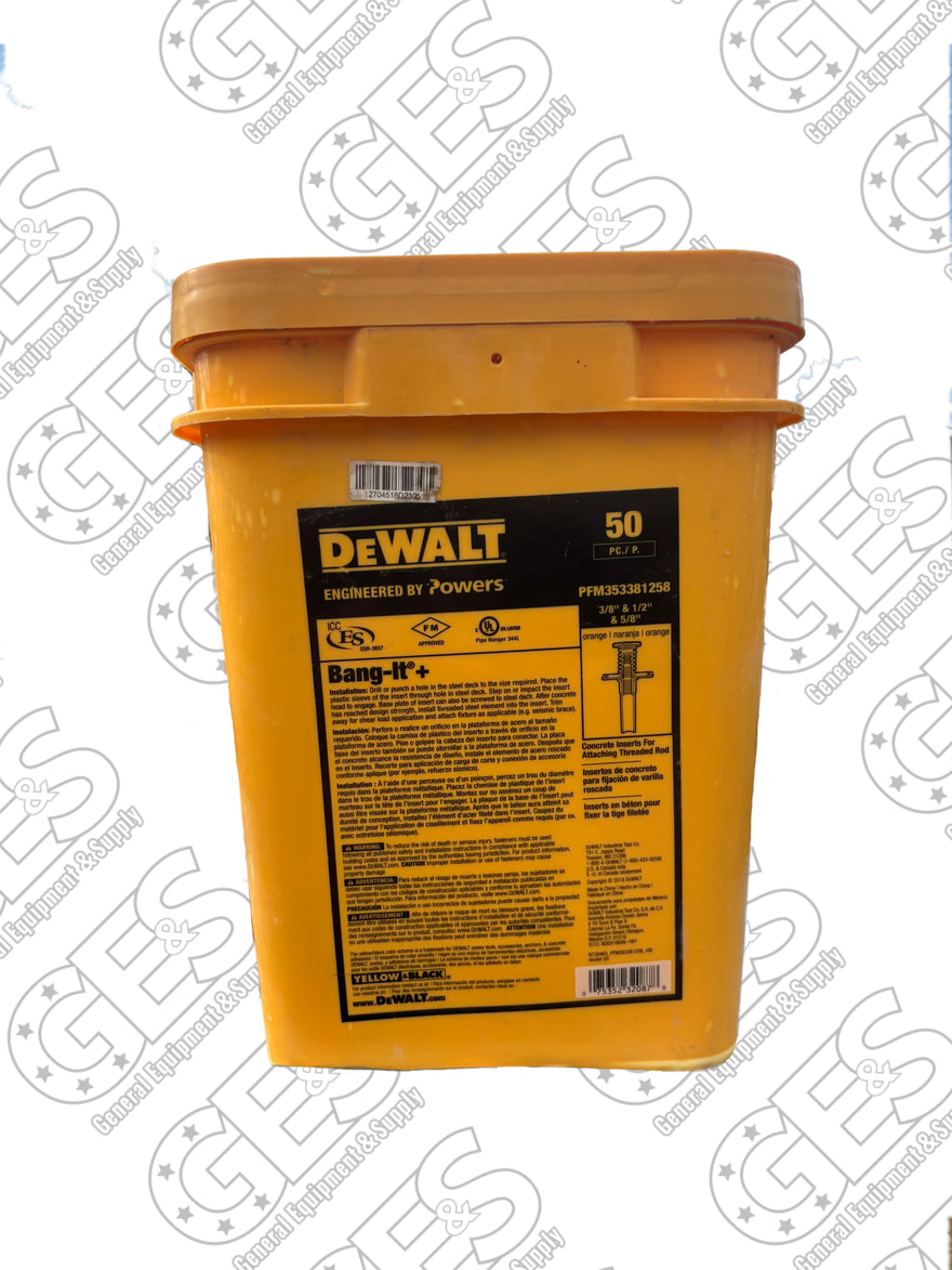 DeWalt 3/8"-1/2"-5/8" Bang-It Cast-in-Place Concrete Insert Anchors (50/Pkg.) - New Surplus