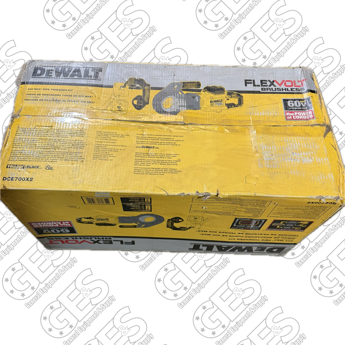 DeWalt DCE700X2 Flexvolt 60V MAX Cordless Pipe Threader Kit - New Surplus