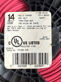 Southwire 11581601 14 AWG Solid Copper Wire, Red, 500 ft - New Surplus
