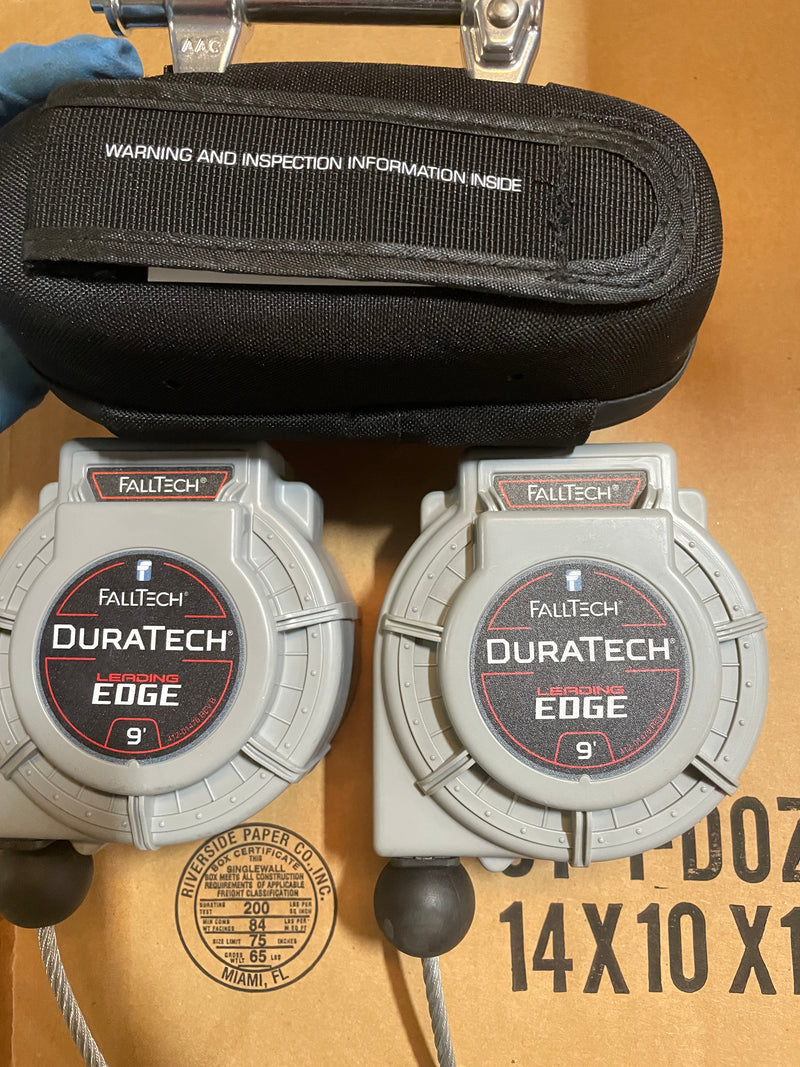 FallTech 83909TP3 9' Leading Edge Cable SRL Twin-leg with Steel Rebar Hooks- New Surplus