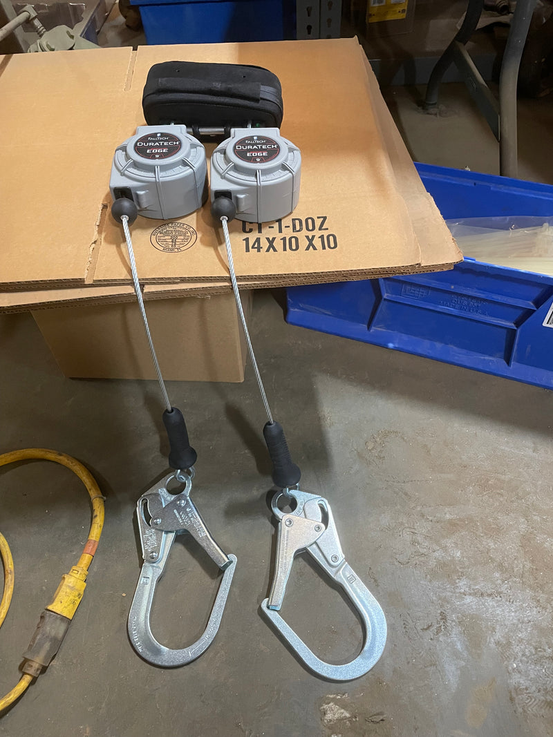 FallTech 83909TP3 9' Leading Edge Cable SRL Twin-leg with Steel Rebar Hooks- New Surplus