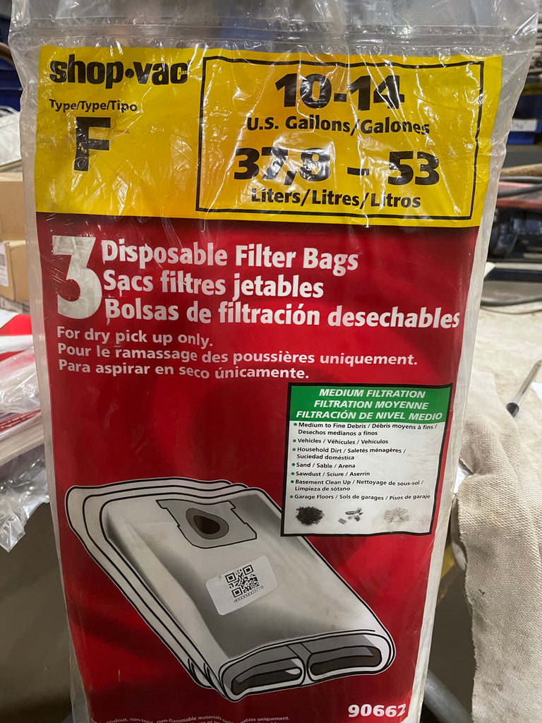 ShopVac 90662 Type F 3 Disposable Filter Bags Disposable Filter Bags