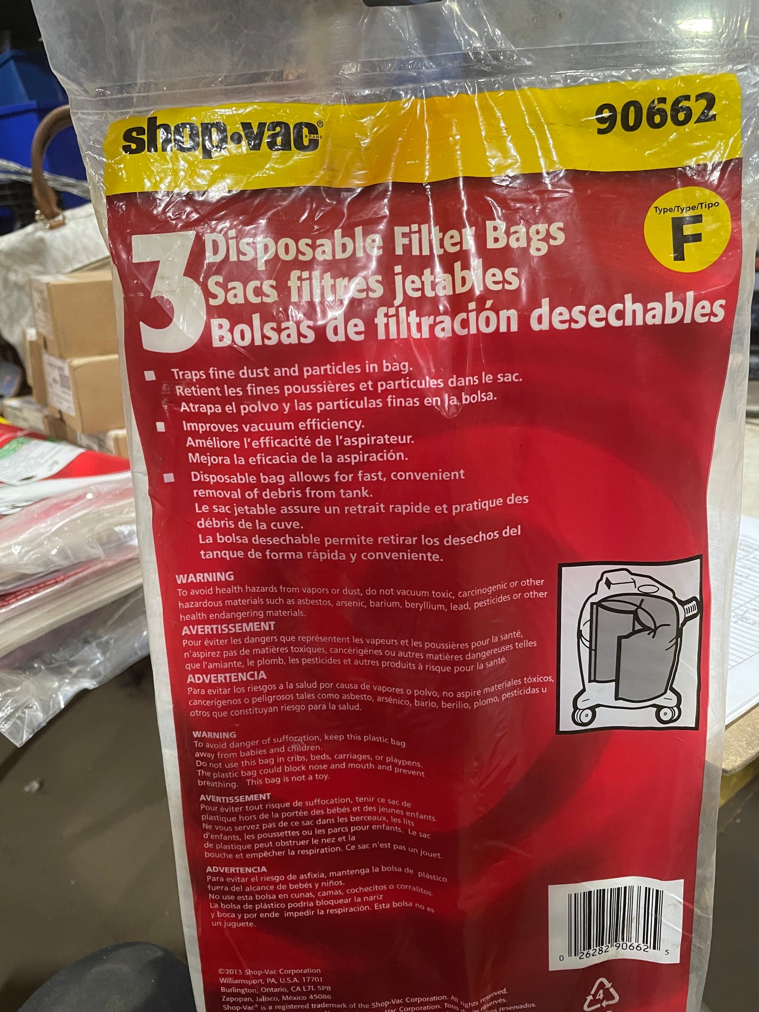 ShopVac 90662 Type F 3 Disposable Filter Bags Disposable Filter Bags