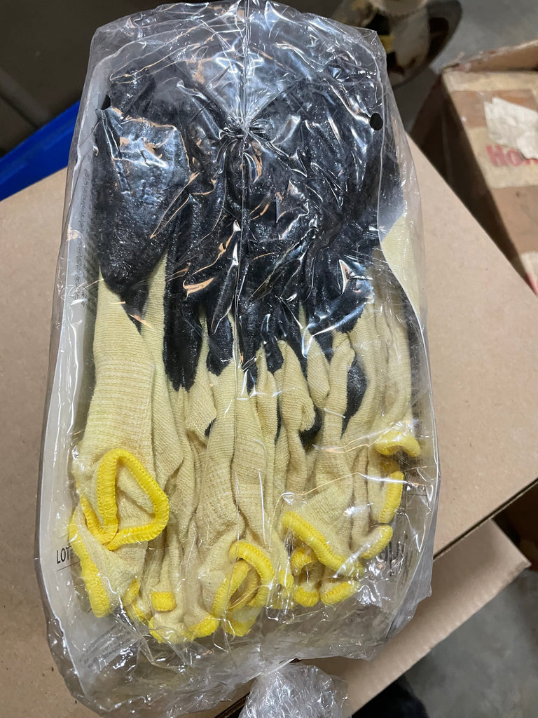 Ansell HyFlex 11-500 Industrial Nitrile Palm Coated Gloves, Yellow/Black, Size 8 (12 Pairs)-New Surplus