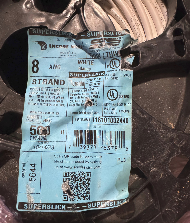 Encore Wire THHN Superslick Elite #8 500ft Roll - New Surplus