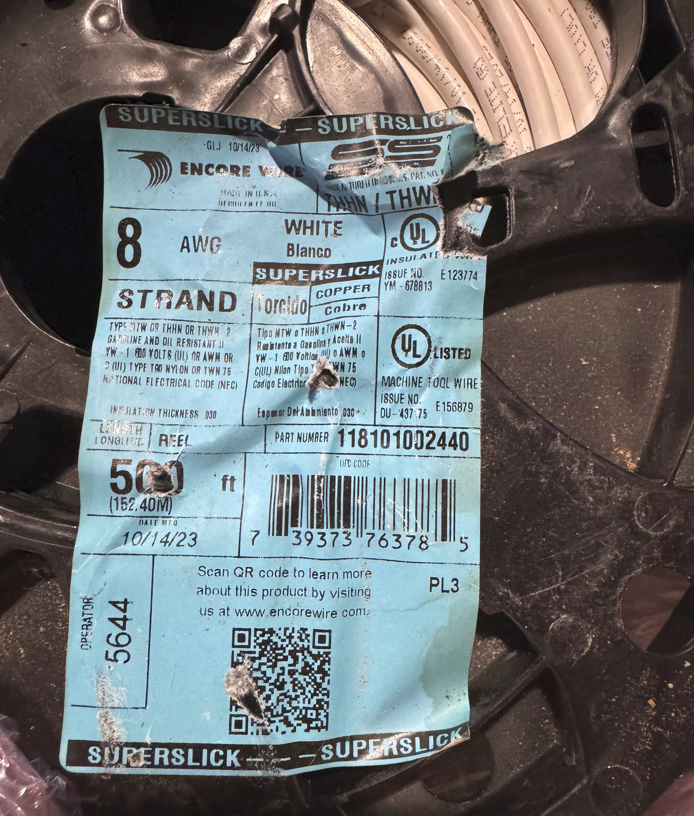 Encore Wire THHN Superslick Elite #8 500ft Roll - New Surplus