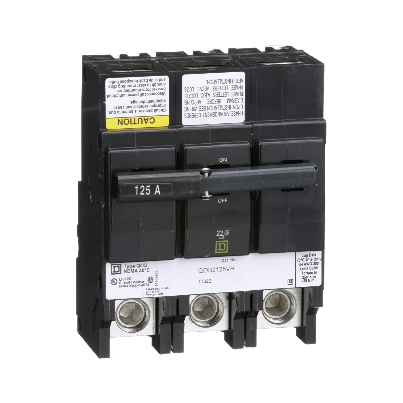Square D QOB3125VH Circuit Breaker QO 125A 3 pole - New Surplus