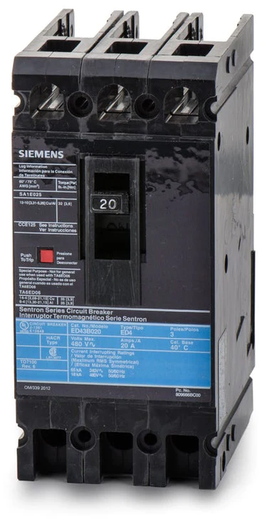 Siemens ED43B020 Sentron Molded Case Circuit Breaker 20 2P-New Surplus