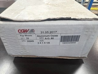 CGW 39949 3x1x1/4 ALUMINUM OXIDE FLAP WHEELS-New Surplus