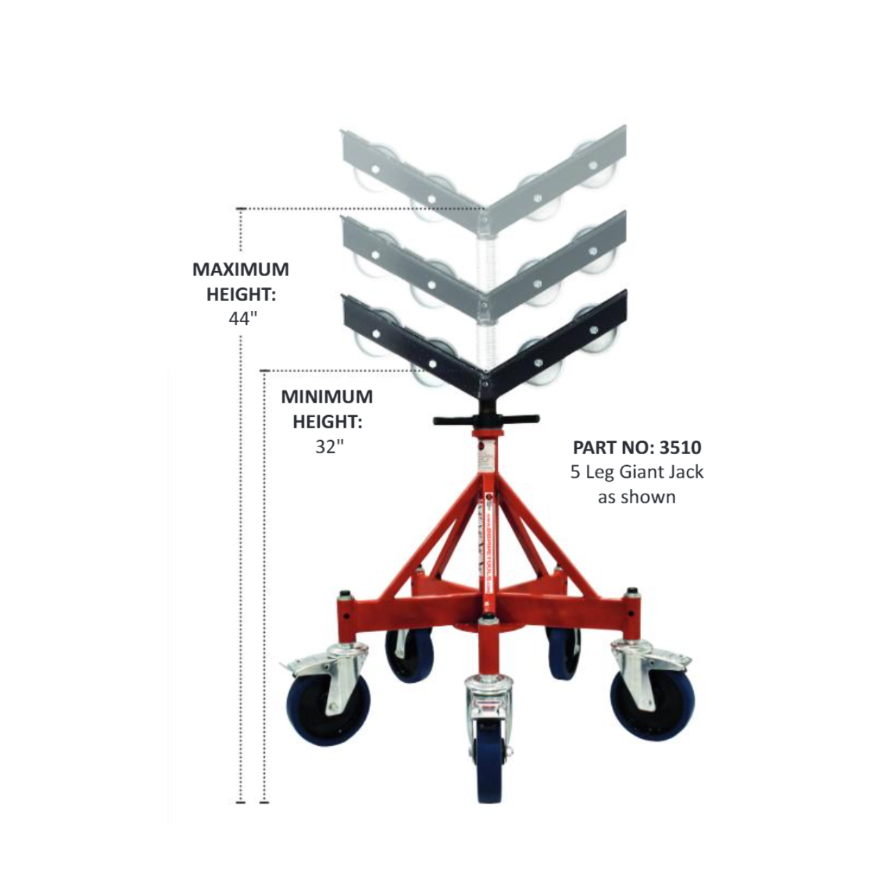 B&B 3510 Giant Jack Pipe Stand with 5 Legs - Reconditioned