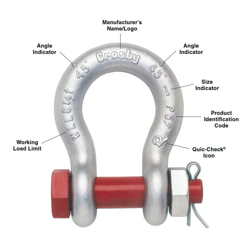 Crosby  1018295 G- 213 Round Pin Anchor  Shackle 2in. with 35t WLL Capacity
