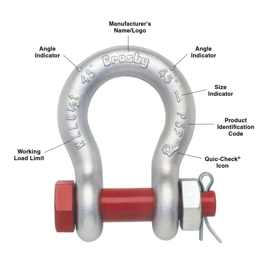 Crosby  1018295 G- 213 Round Pin Anchor  Shackle 2in. with 35t WLL Capacity