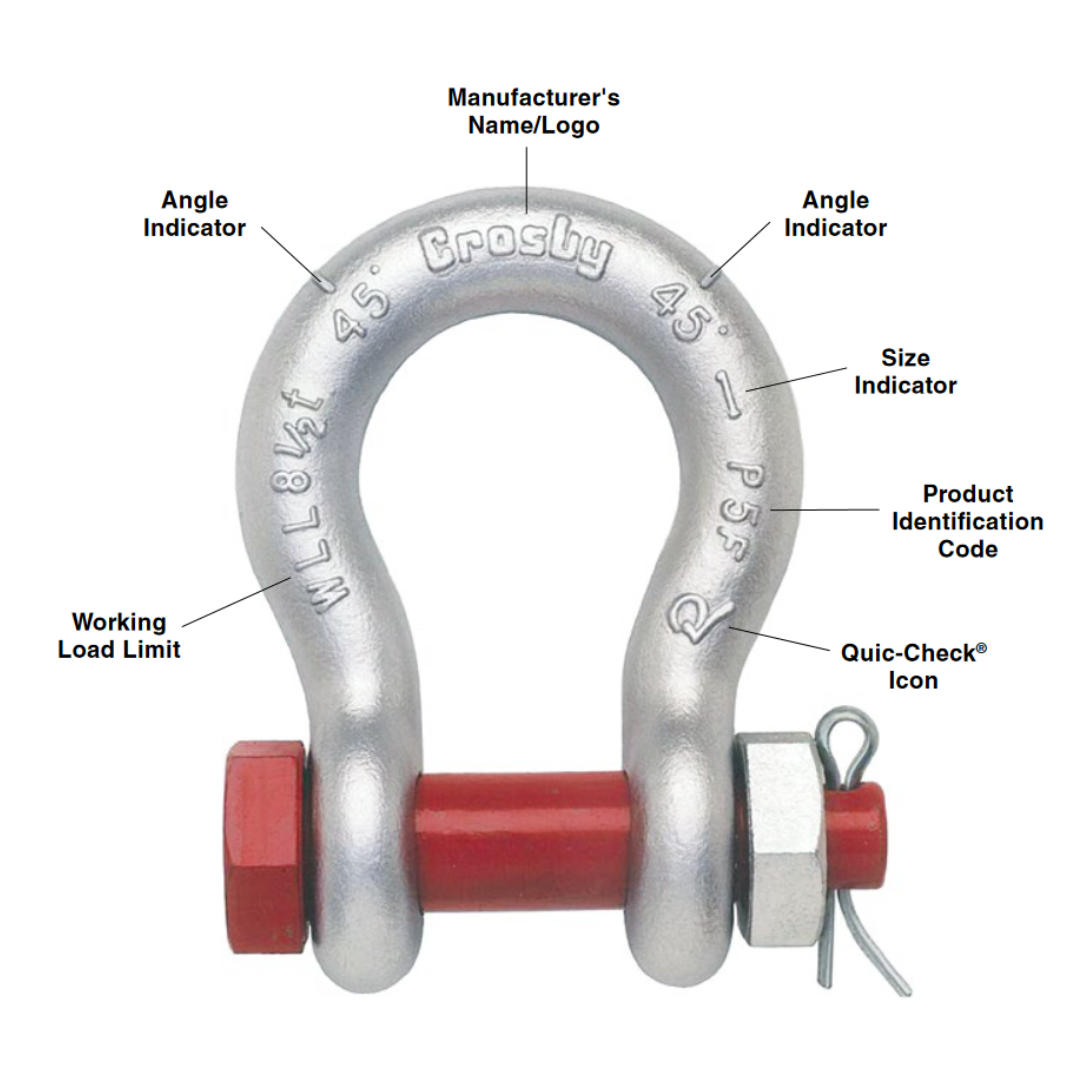 Crosby 1018197 G- 213 Round Pin Anchor Shackle 1-1/8in. with 9.5 TON W ...