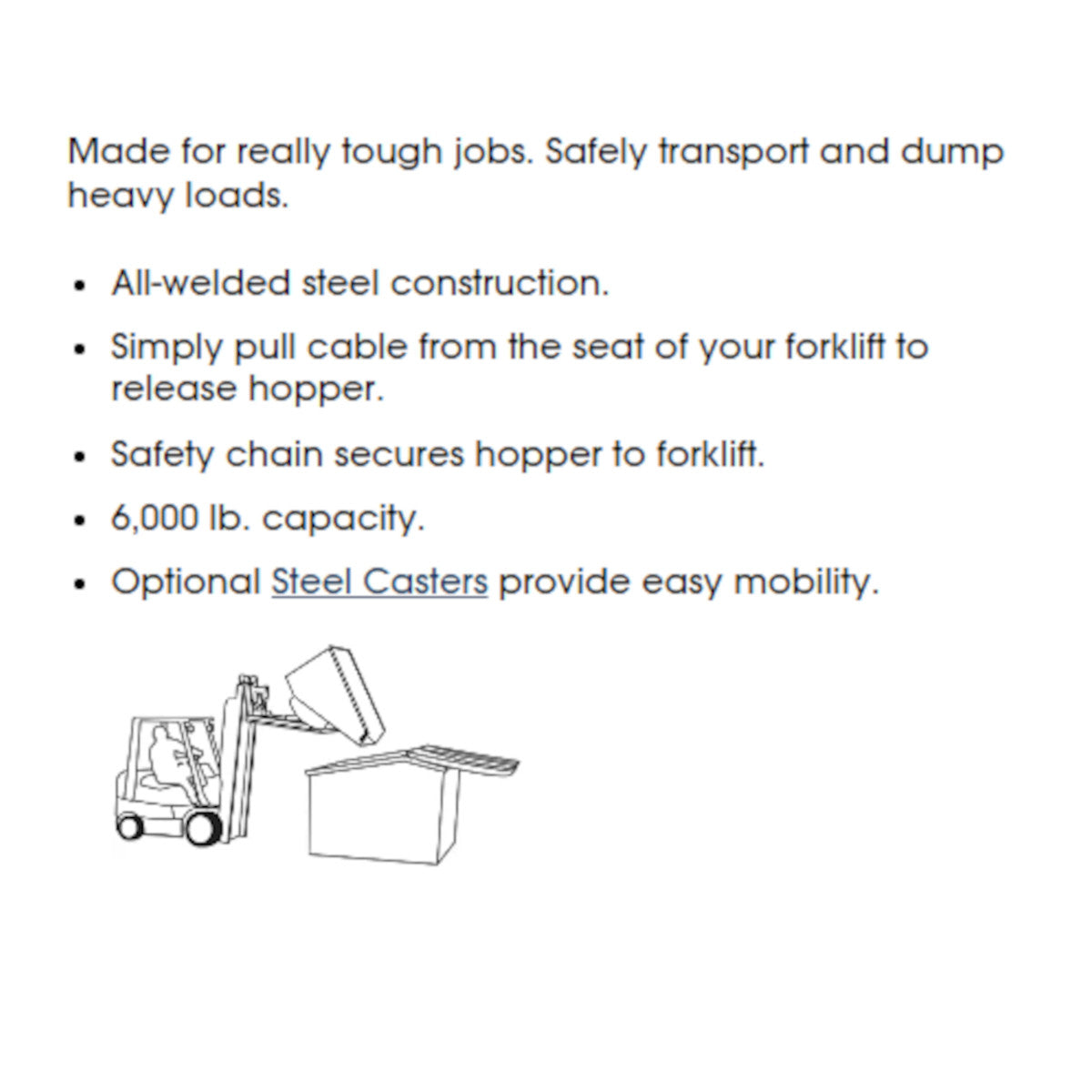 Dump Hopper 5 Cubic Yard Medium Duty Forklift Hopper -  Reconditioned