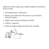 Dump Hopper 4 Cubic Yard Medium Duty Forklift Hopper -  Reconditioned