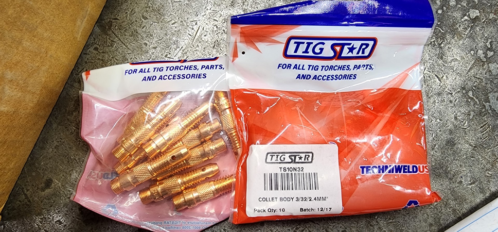 Techniweld TIG STAR 10N32 Collet Body 3/32/2.4mm" Pack of 10-New Surplus