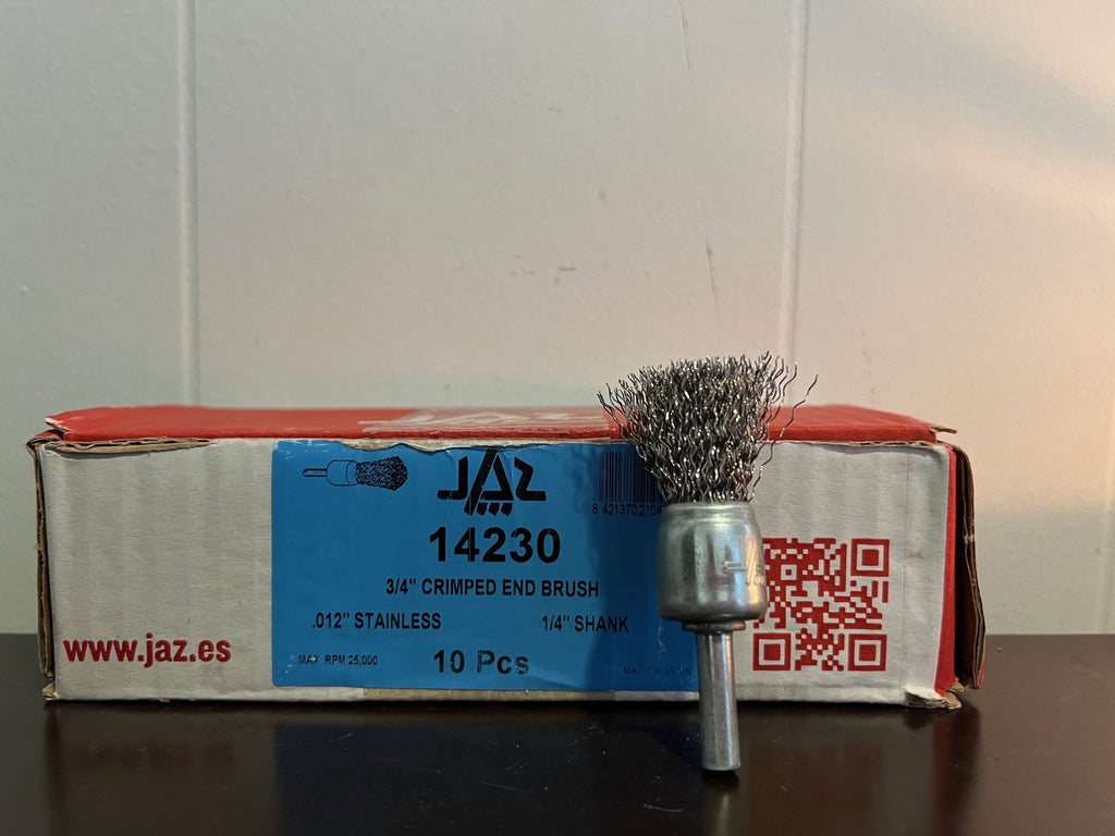 Jaz 14230 - 3/4 inch Crimped Wire End Brush, 1/4" Shank (10pk)-New Surplus