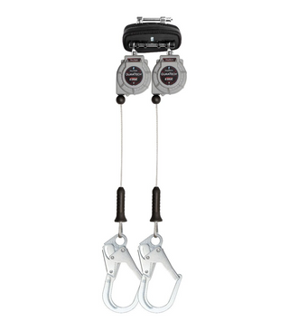FallTech 83909TP3 9' Leading Edge Cable SRL Twin-leg with Steel Rebar Hooks- New Surplus