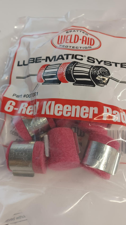 Weld-Aid LUBE-MATIC 007061 Kleener Pads Red PK6 - New Surplus
