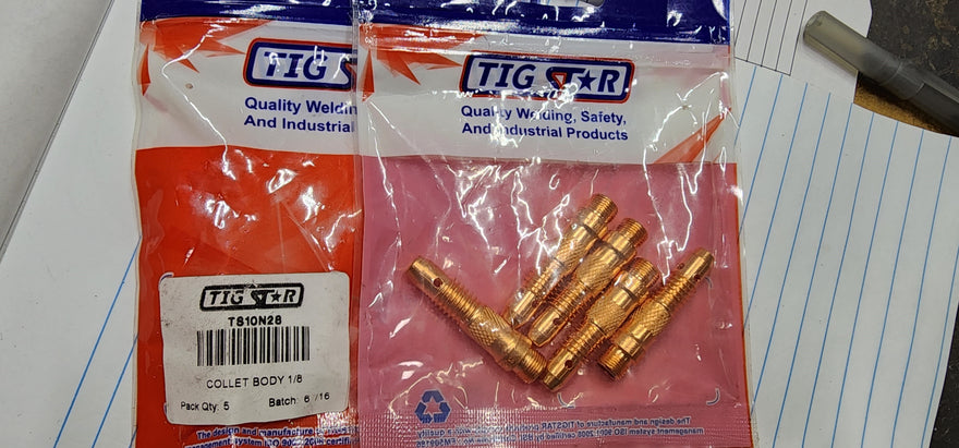 Techniweld TIG STAR 10N28 Pack of 5 Collet Body 1/8in. SPARK - New Surplus