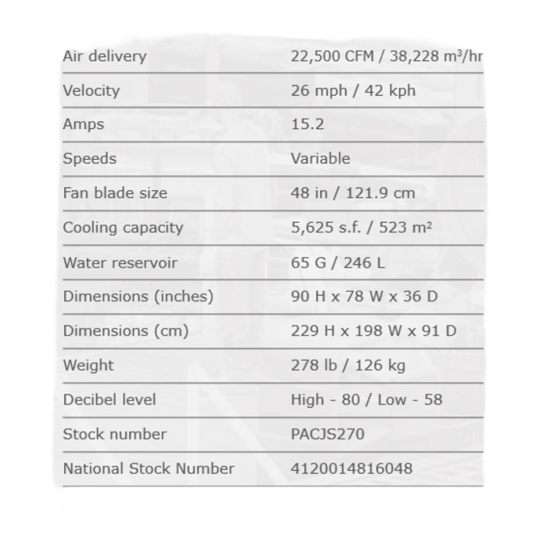 Port-a-Cool Jetstream 270 PACJS2701A1 48 Viable Speed Portable Evaporative Cooler