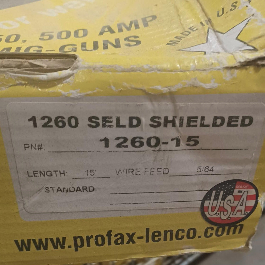 Profax 1260-15 Mig Gun 15' 5/64" Wire Size - New Surplus