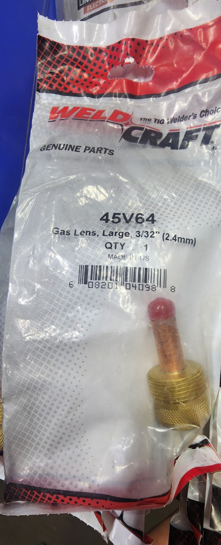 Weld Craft 45V64 Gas Lens, Large, 3/32