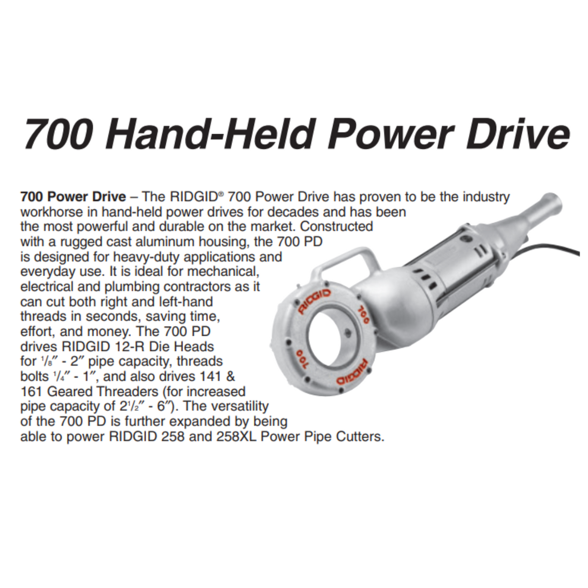 Ridgid 41935 Model 700 Power Drive Threader - Reconditioned