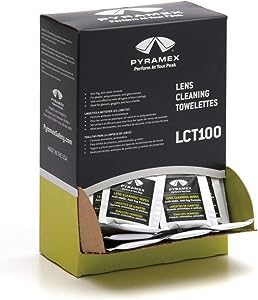 Pyramex LCT100 Safety Individually Packaged Lens Cleaning Towelettes, No Streaks, 100 Piece-New Surplus