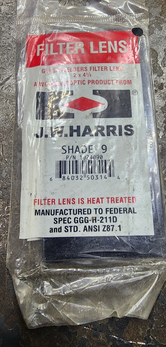 Harris Glass 1024090 Welders Filter Plate 1045090 2 x 4 1/4in. Shade 9- New Surplus