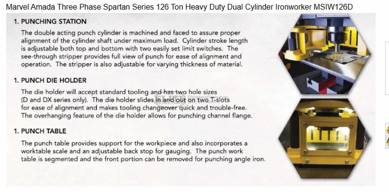 Amada Marvel MSIW126D Spartan 126-Ton Heavy Duty Dual Cylinder Ironworker - Used