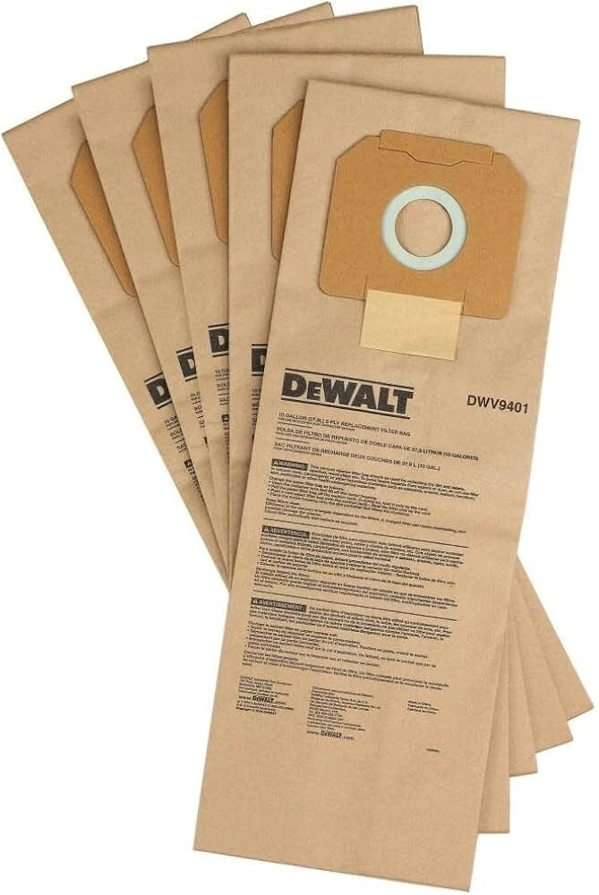 Dewalt DWV9401 Paper Bag Dust Extractor, 5-Pack - New Surplus