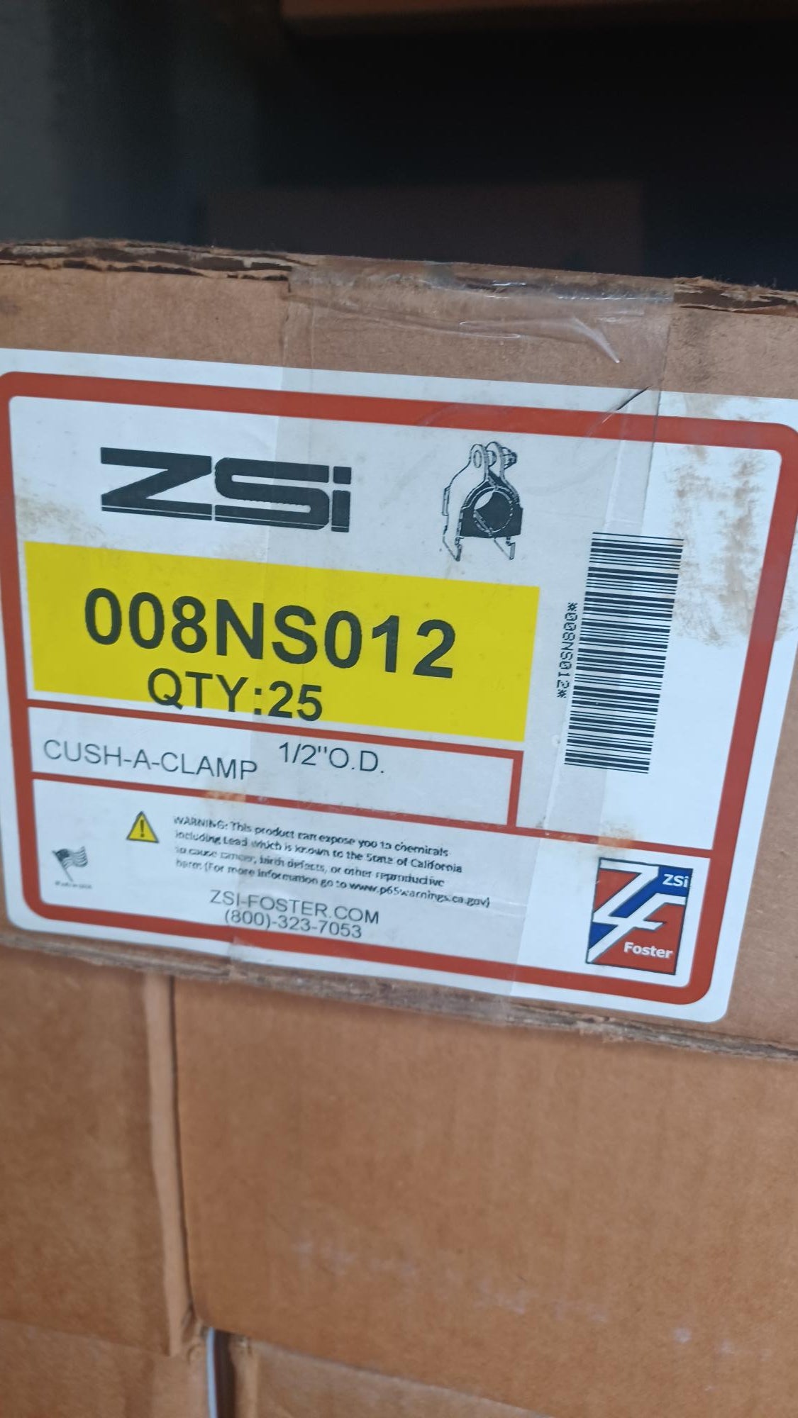 ZSi 008NS012 Cushion Clamp 1/2in. Case of 25 New Surplus