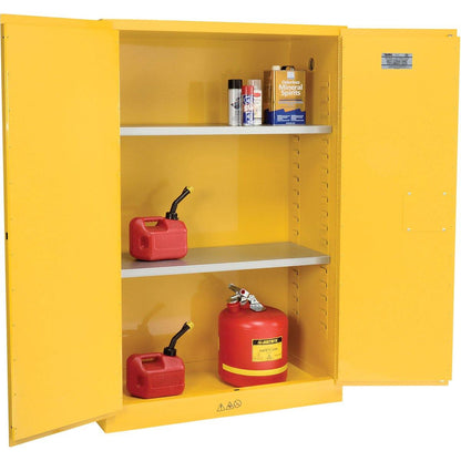 Standard 45 Gallon 43” x 18” x 65” Double Door Flammable Safety Storage Cabinet - General Equipment & Supply
