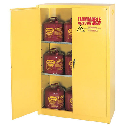 Standard 45 Gallon 43” x 18” x 65” Double Door Flammable Safety Storage Cabinet - General Equipment & Supply