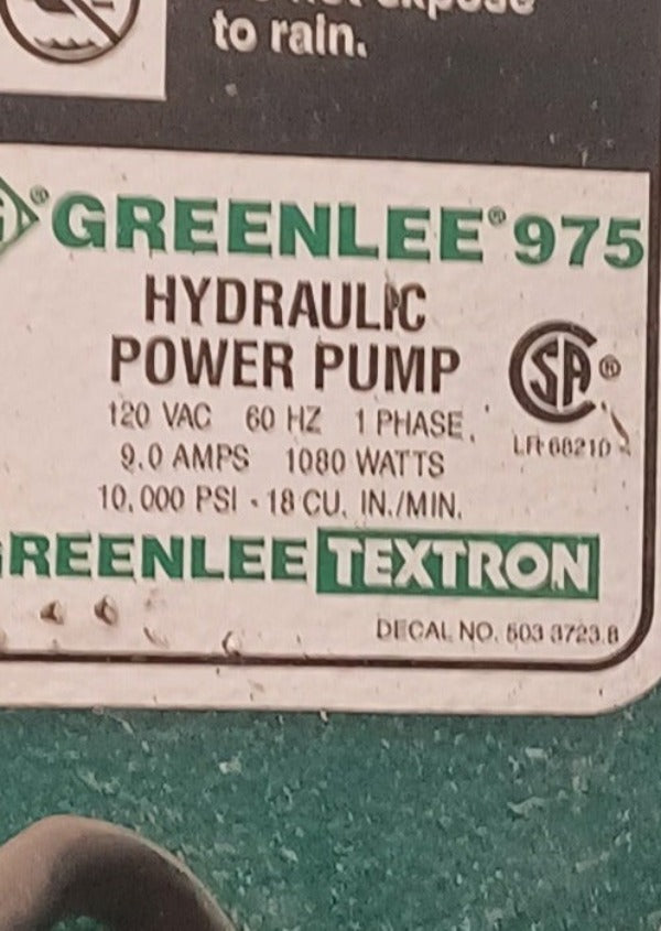 Greenlee 975 electric Hydraulic Pump